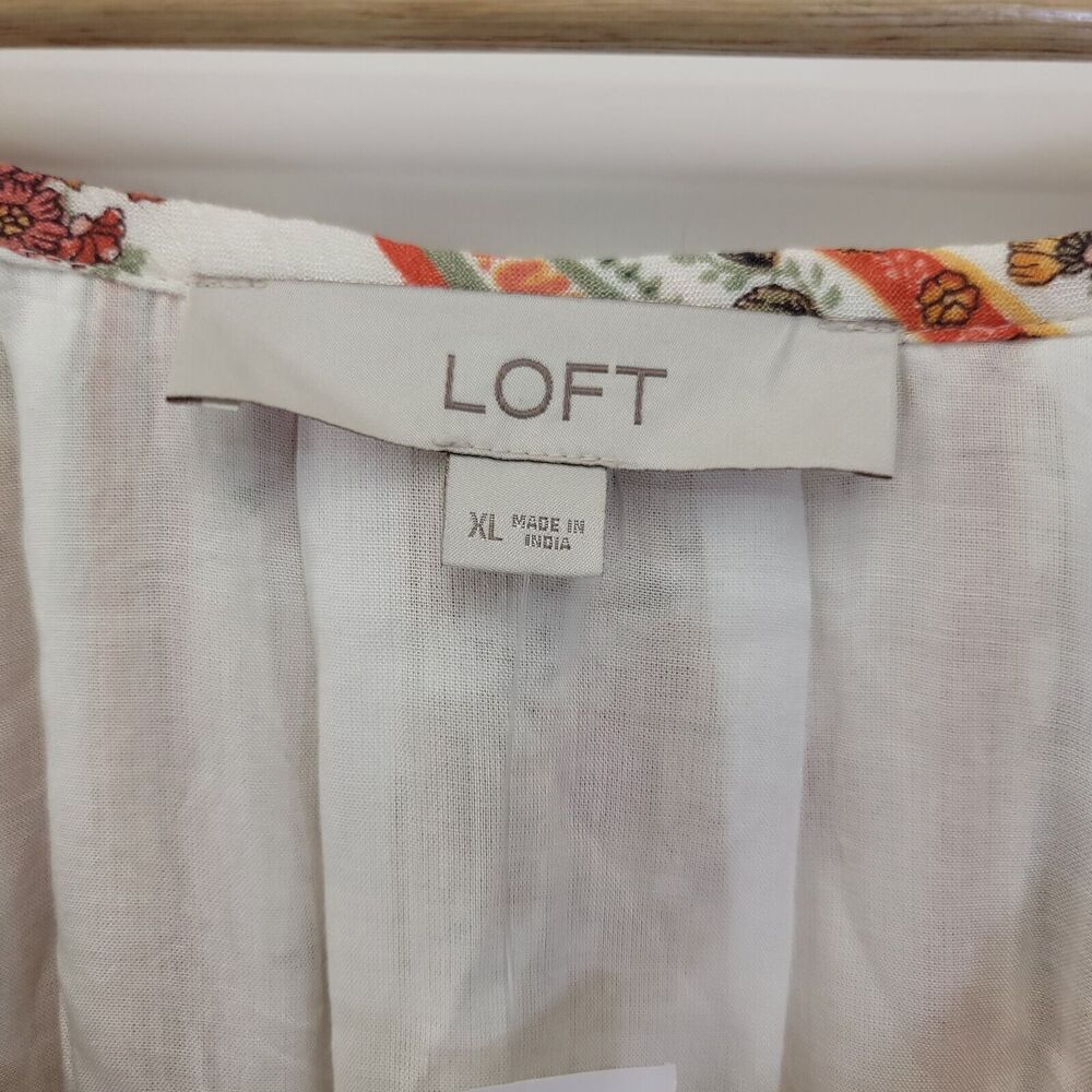 LOFT Floral Print Midi Dress - Cream and Brown - Picture 3 of 10